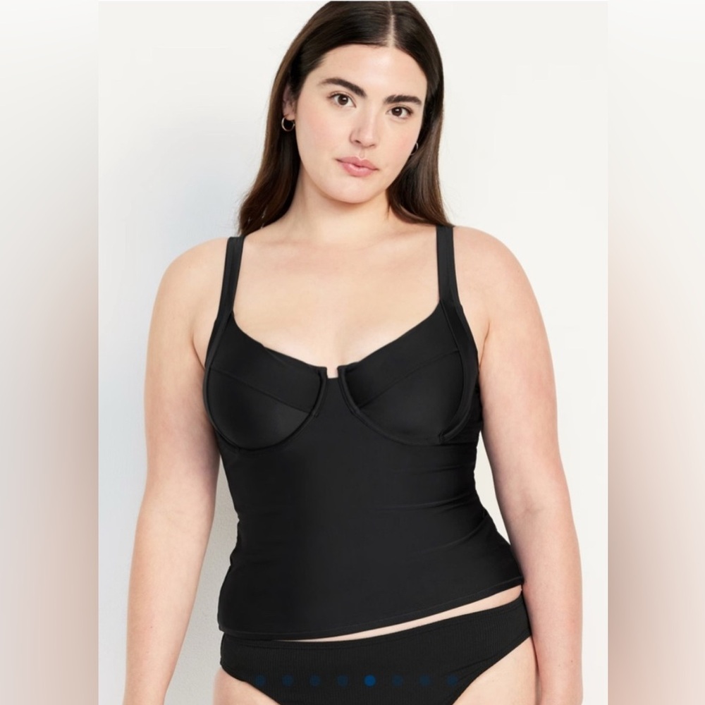 🆕 Old Navy Women's Underwire Tankini Swim Top Black Large 12-14